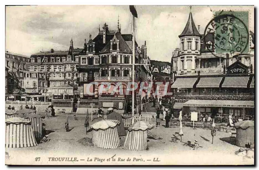 Trouville — Die Strandpromenade und die Rue de Paris — LL. — n°27 - Vorderseite