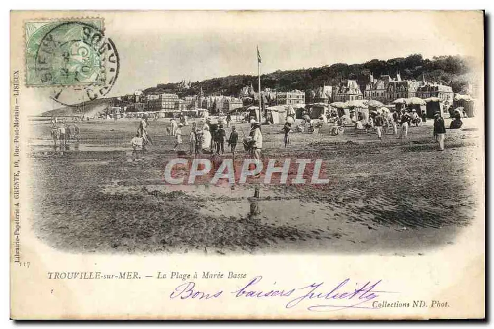 TROUVILLE-sur-MER — A Praia com Maré Baixa — Juliette, Collections ND. Fot. - Frente