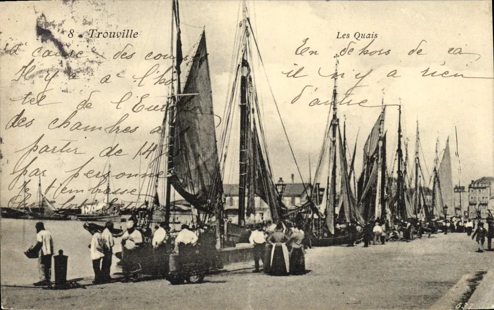 Trouville — Les Quais avec bateaux à voile — éditeur non visible - Vorderseite