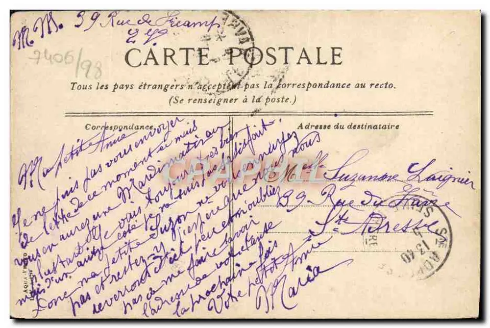 TROUVILLE - La rue des bains. — Vista di strada con hotel e carretta a cavallo — editore non visibile, n. di serie 1 - Verso