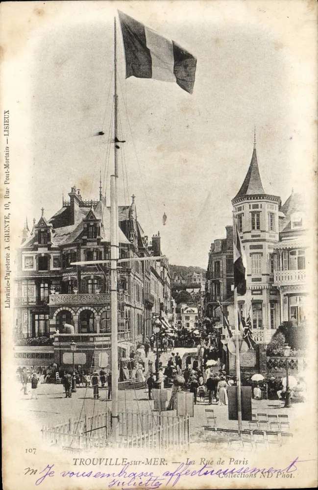 TROUVILLE-sur-MER — La Rue de Paris — Librairie-Papeterie A GREXTE — LISIEUX - Vorderseite