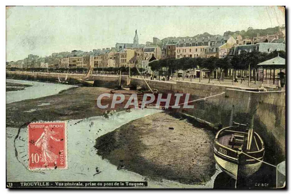 Trouville — Allgemeiner Blick, vom Pont de la Touques aus — Verleger J3 - Vorderseite