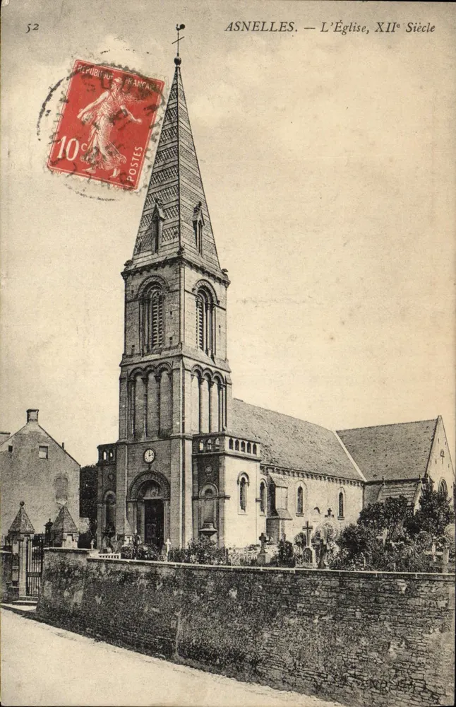 Asnelles — L'Église, XIIe Siècle — Éditeur : ASNELLES — N° 52 - Frente