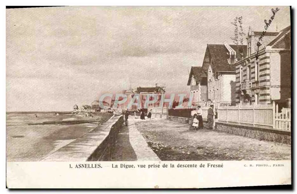 Asnelles — Die Digue, Aussicht vom Abstieg von Fresné — G. H. Photo, Paris - Vorderseite