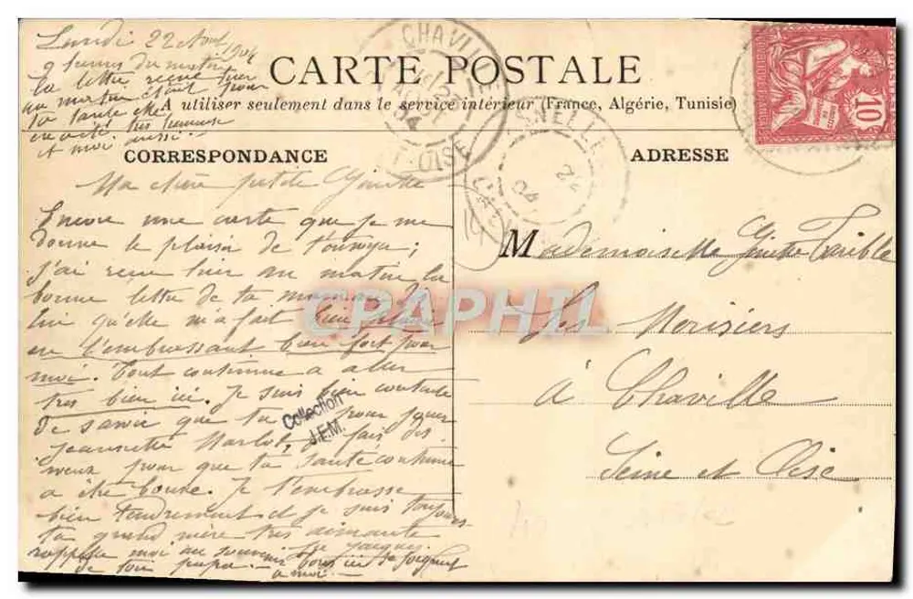Asnelles — Die Digue, Aussicht vom Abstieg von Fresné — G. H. Photo, Paris - Rückseite