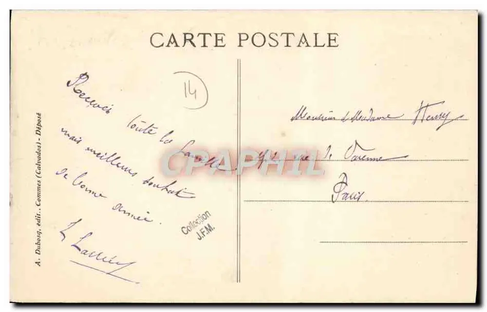 Schloss Balleroy — Gesamtansicht — A. Dubourg, Verlag Commes (Calvados) Nr. 134 - Rückseite