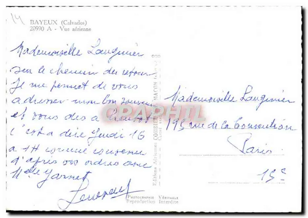 Bayeux — Vista aérea — Éditions Combier - Verso