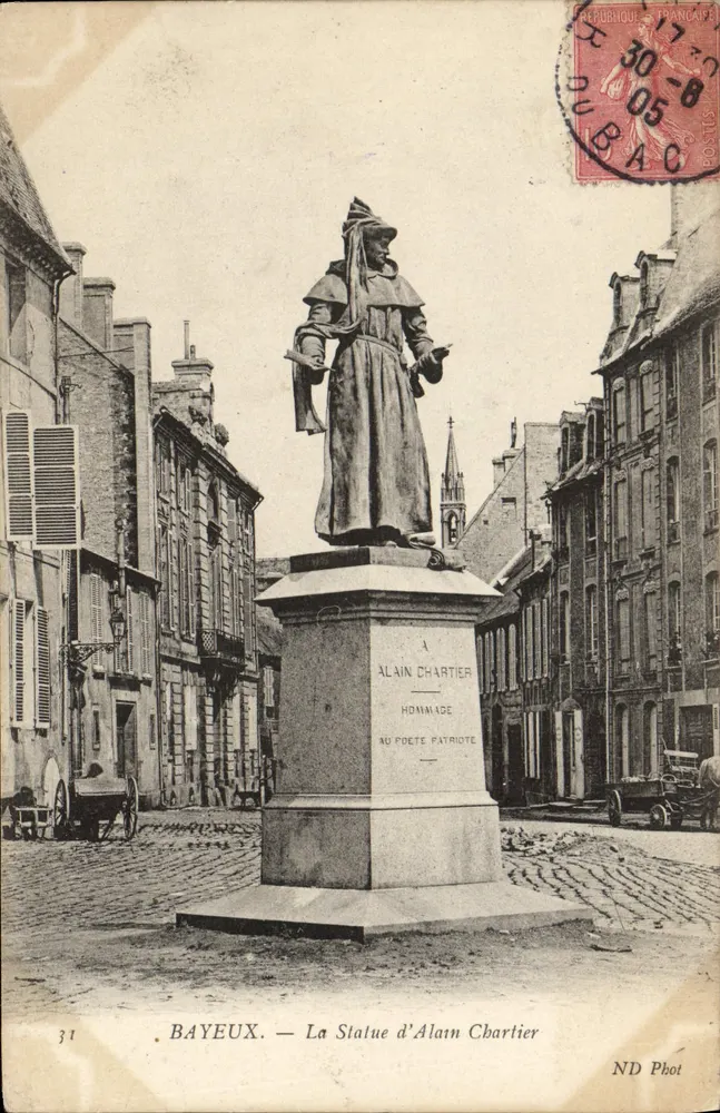 Bayeux — A Estátua de Alain Chartier - Frente