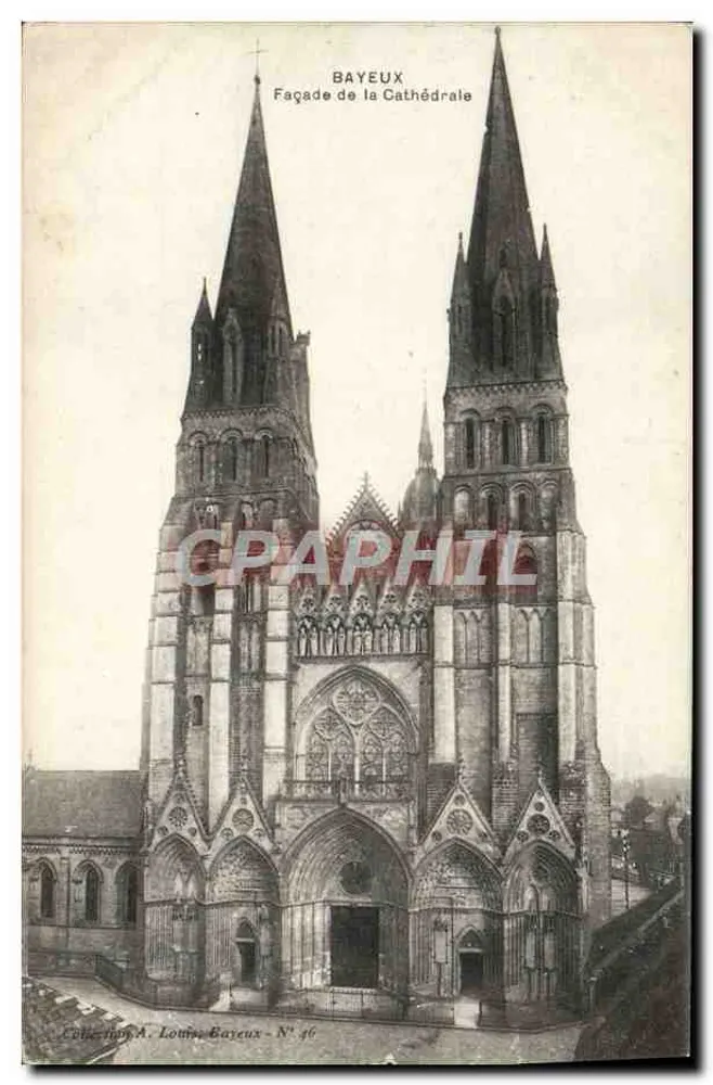 Bayeux — Fachada da Catedral — Coleção A. Louis, Bayeux - N° 46 - Frente