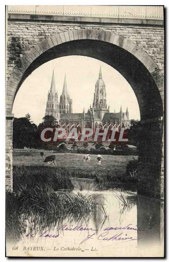 Bayeux — A Catedral — vista de um ponte — Léon Cuthbert - Frente