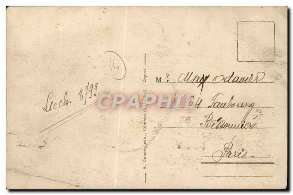 Bayeux - Rue Saint-Martin — vista da rua com edifícios com colmats — editor A. Dubos, n°58 - Verso