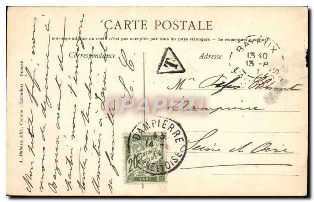 Bayeux — Holzhäuschen des 14. Jahrhunderts — La rue des Cuisiniers — A. Dabosq, Verlag - Rückseite