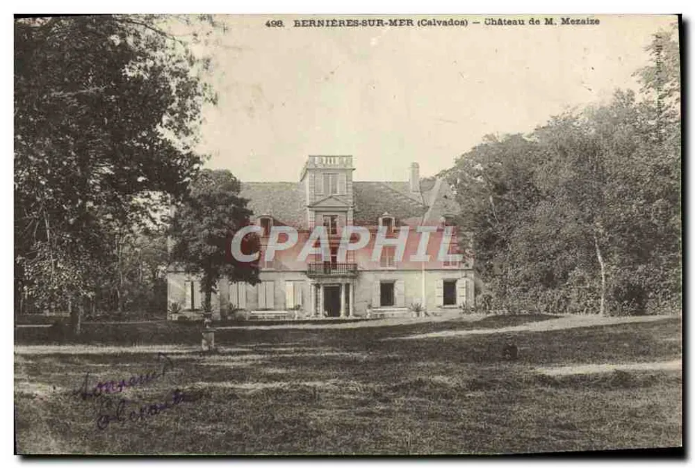 Bernières-sur-Mer (Calvados) — Castelo de M. Mezaize — editor impressor não identificado, n° 498 - Frente