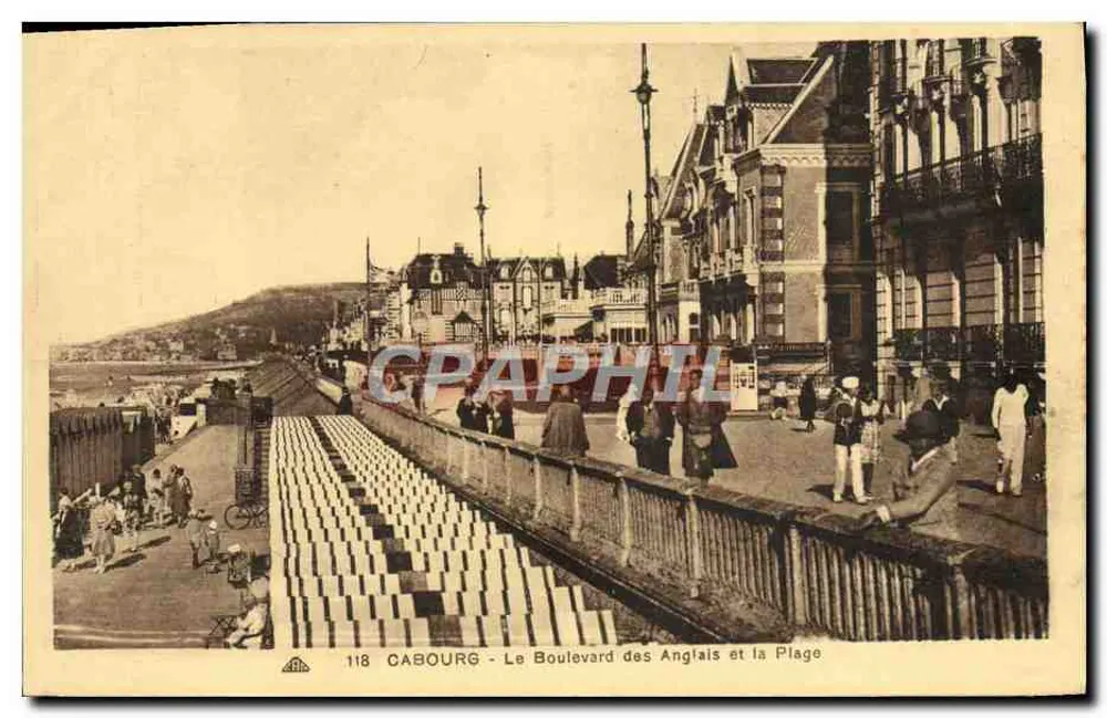 Cabourg - Der Boulevard der Engländer und der Strand — Verleger Cabourg, Nr. 118 - Vorderseite