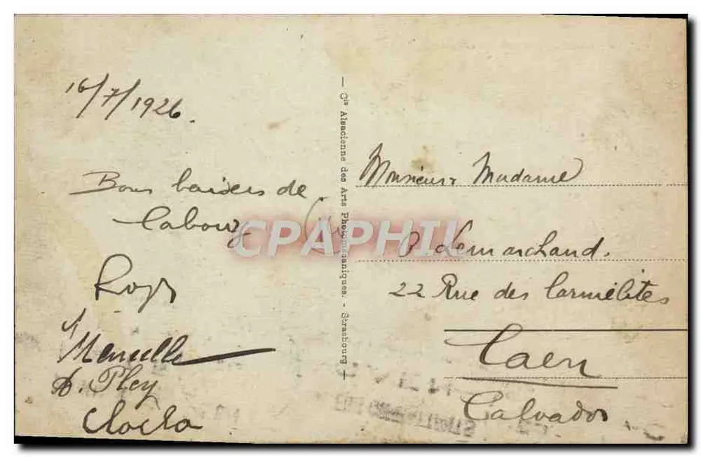 Cabourg - Boulevard des Anglais und das Grand Hotel — Verlag nicht sichtbar, Seriennummer 2 - Rückseite