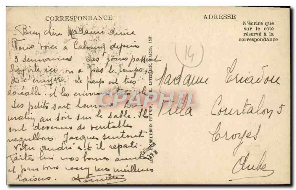 Cabourg — Boulevard dos Ingleses — LL - Verso