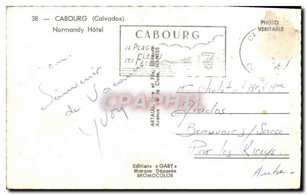 Cabourg — Hotel da Normandia — Éditions Gaby - Verso