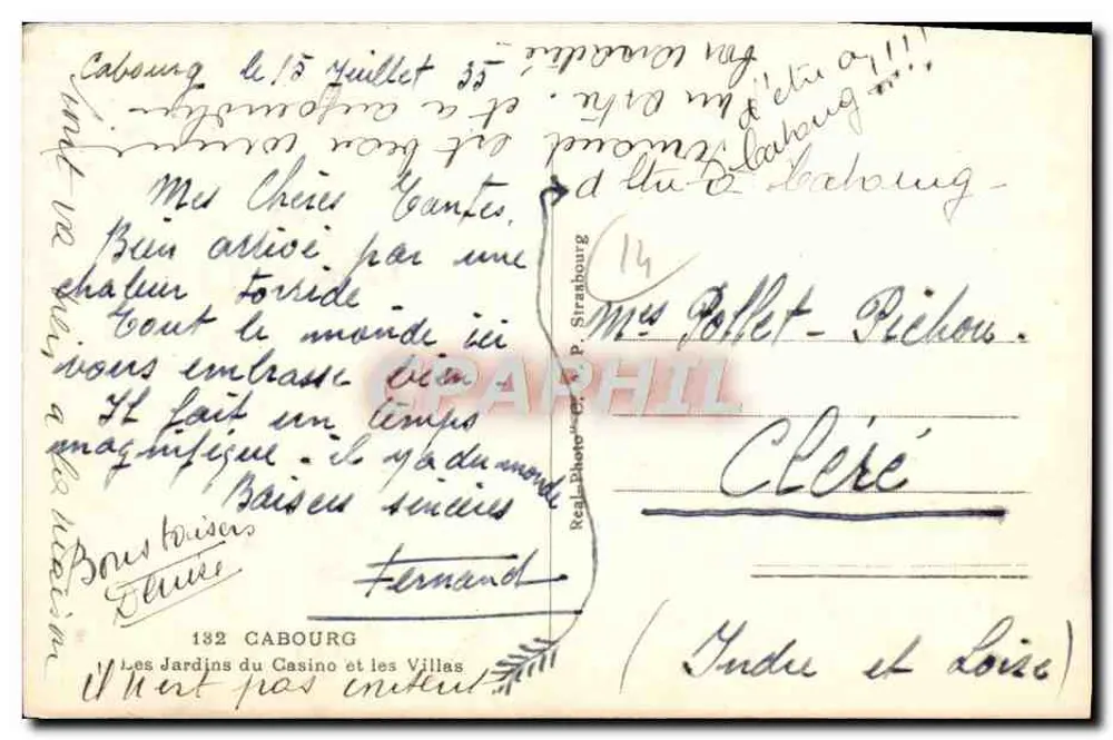 Cabourg — Die Gärten des Casinos und die Villen — P. Strabourg - Rückseite