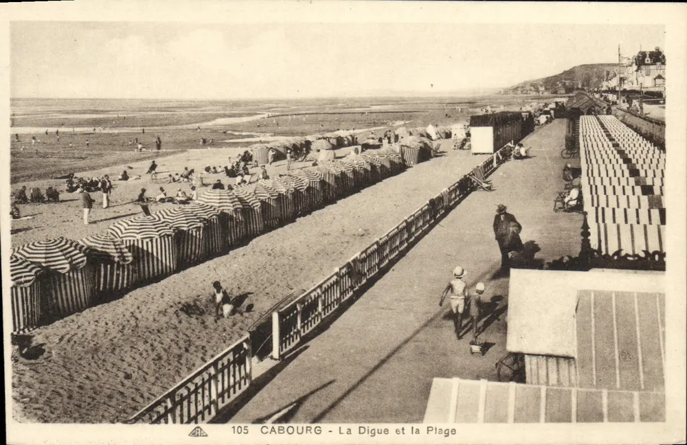 Cabourg - A Dique e a Praia — editor C° A. A. des Arts Économiques, n° 105 - Frente