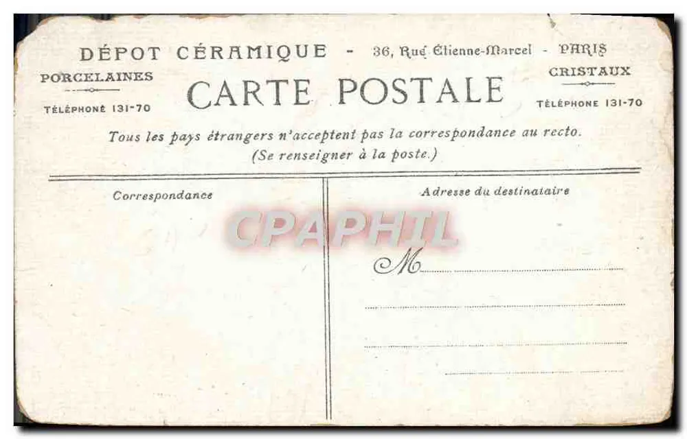 Cabourg - Villen en Tuinen — Ceramiekdepot, 36, rue Étienne-Marcel, Parijs — Porseleinen & Kristallen - Achterkant