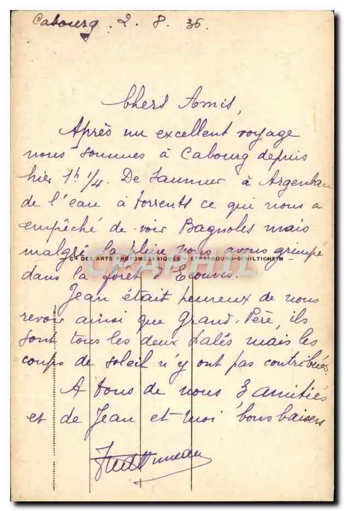 Cabourg - Der Boulevard des Anglais, die Strandpromenade und das Grand Hôtel — Verlag C. Des Arts Photomécaniques, Nr. 1 - Rückseite