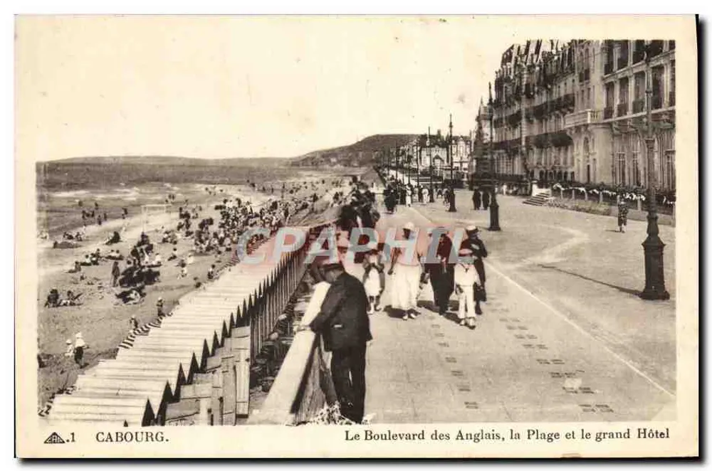 Cabourg — Der Boulevard des Anglais, die Strandpromenade und das Grand Hotel — Photomécanique des Arts, Straßburg - Vorderseite