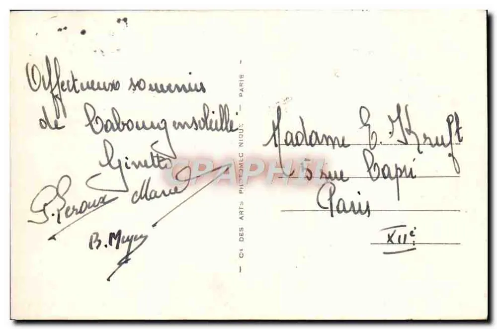 Cabourg — Die Gärten und das Casino — Verleger B. Muy - Rückseite