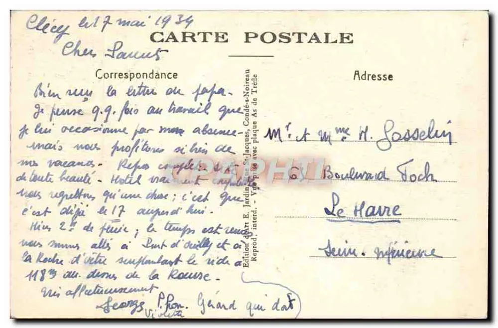 Clécy (Calvados) — O Viaduto — Edição E. Jardin - Verso