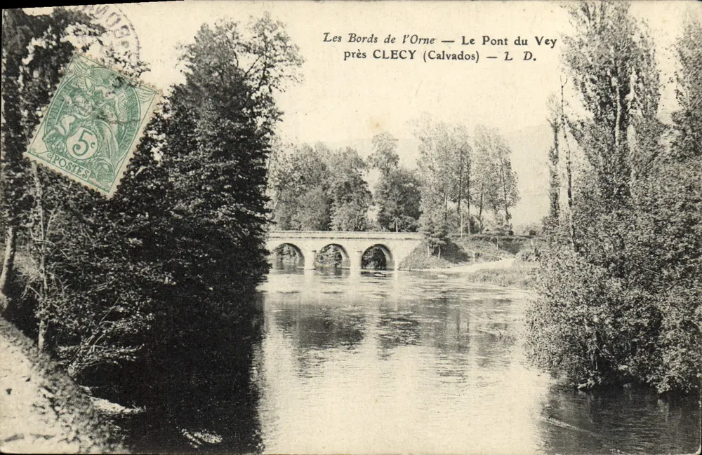 As margens do Orne — O Ponte du Vey perto de CLECY (Calvados) — L. D. - Frente