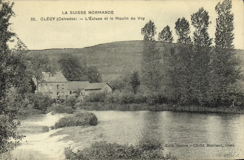 Clécy (Calvados) — A Eclusa e a Fábrica de Moagem do Vey — Editor Brière, Cliché Maillaut, Caen - Frente