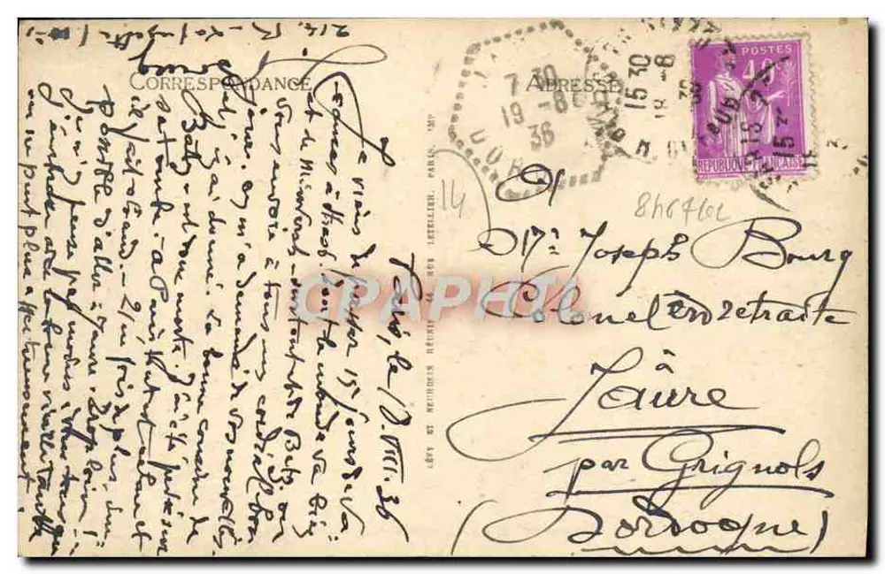 Dives-sur-Mer — Le Château de Sarlabot — éditeur LL, n° 28 - Verso