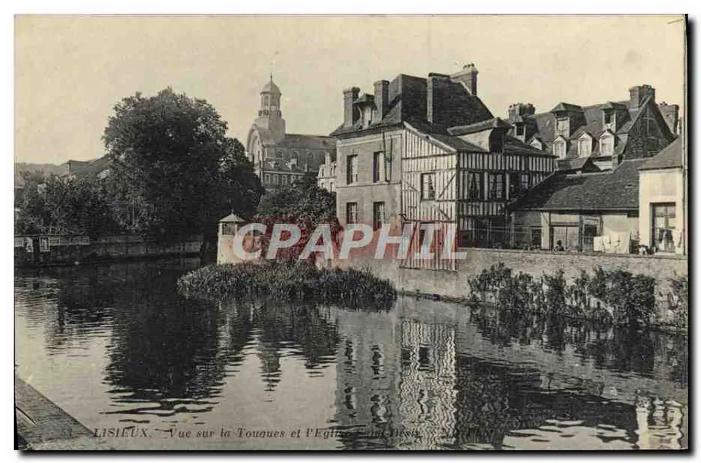 Lisieux — Blick auf die Touques und die Kirche Saint-Désiré - Vorderseite
