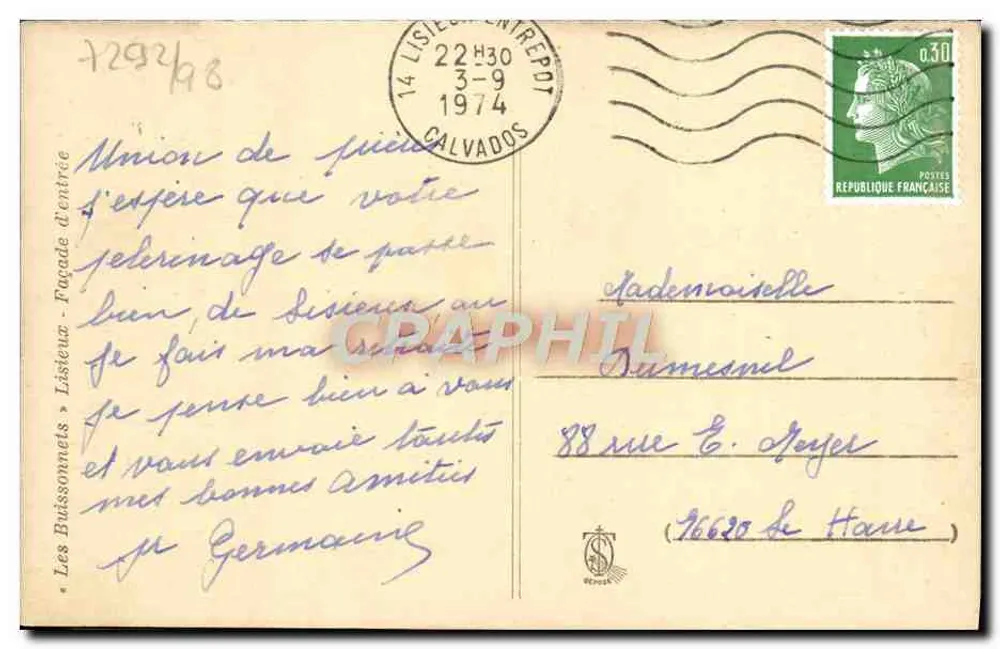 Les Buissonnets - Fachada de entrada — Leia sobre isso — editor DEPOSE - Verso