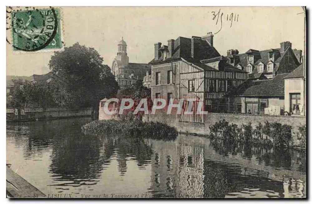 Lisieux — Blick auf den Fluss Touques und die Kirche Saint-Dominique - Vorderseite