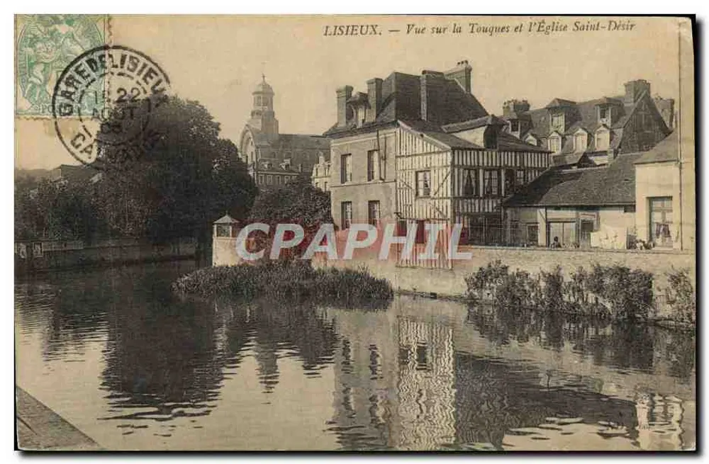Lisieux — Blick auf den Fluss Touques und die Kirche Saint-Désir - Vorderseite