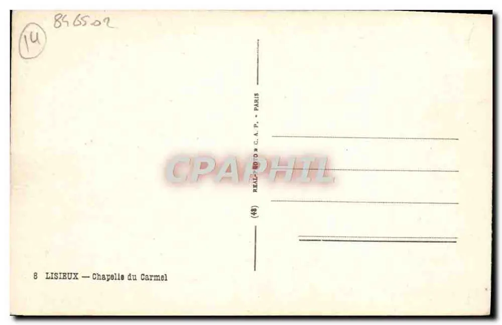 Capela do Carmo — Lisieux — editada por C.A.P. Paris - Verso