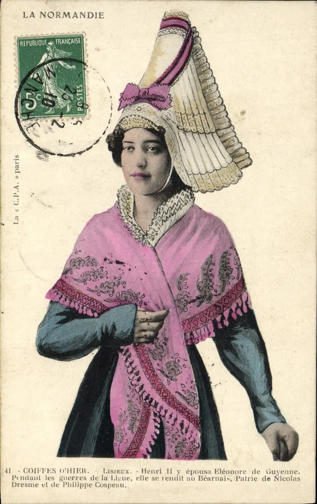 A Normandia — Coifas do passado — Lisieux — Bilhete postal antigo n°41 - Frente