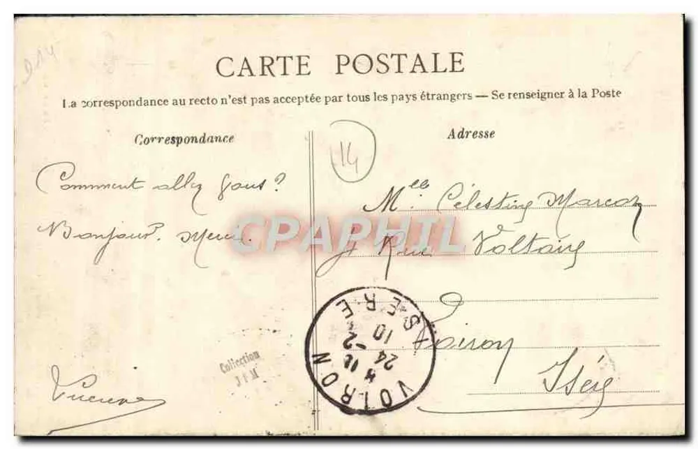 A Normandia — Coifas do passado — Lisieux — Bilhete postal antigo n°41 - Verso