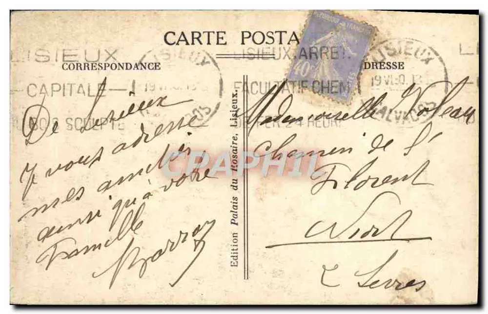 Lisieux — Processão na Rue de Livarot — Édition du Rosaire - Verso