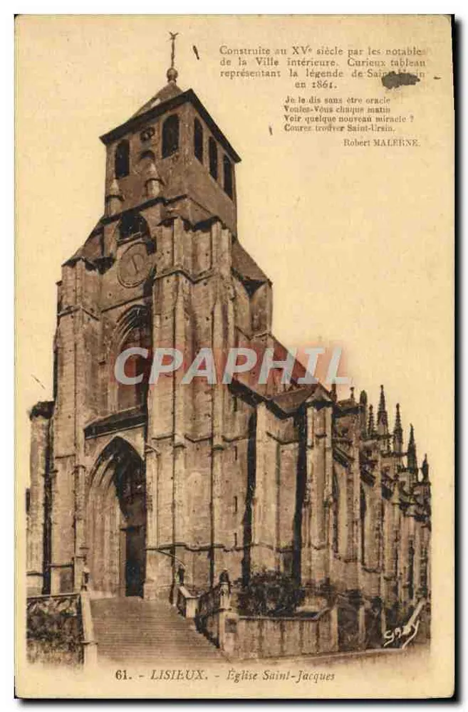 Lisieux - Igreja de São Jacinto — construída no século XV, lenda de São Ursino, editor G. Arnaud, n° 61 - Frente