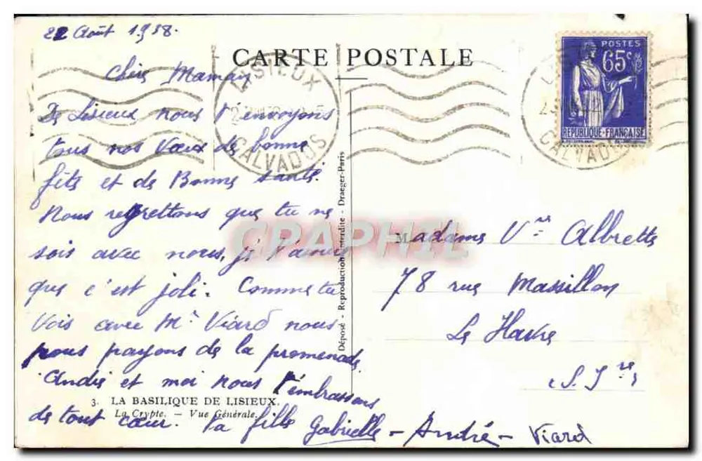 La Basilique de Lisieux — Vue Générale — Dépôté - Reproduction Imprimée - Verso