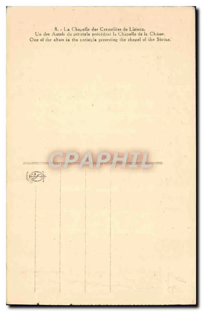 Chapelle des Carmélites de Lisieux — Autel du peristyle précédant la chapelle de la Châsse — éditeur impr. sur la carte - Rückseite