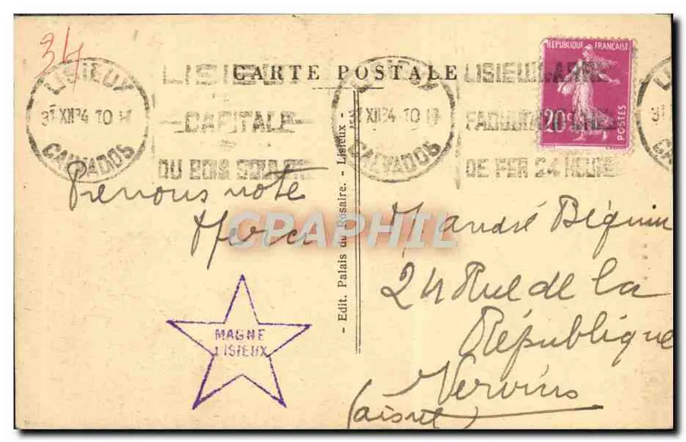Lisieux — Velhas Casas — Palácio Juvenshaire - Verso