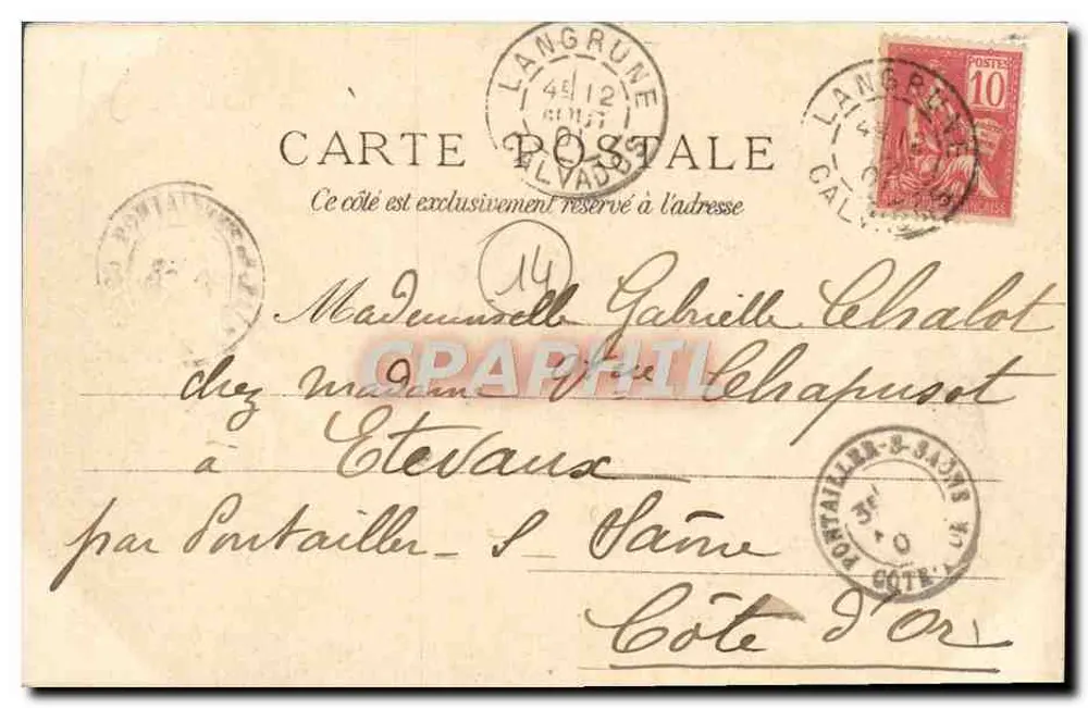 Langrune - A Praia — Hotel do Petit Paradis — J. Bretchet, editor, n°38 - Verso