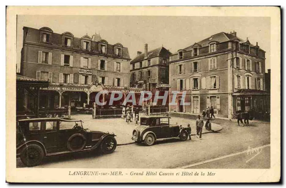 Langrune-sur-Mer — Grand Hôtel Cauvin und Hôtel de la Mer — Verlag A. Breguet-Filères, Paris - Vorderseite