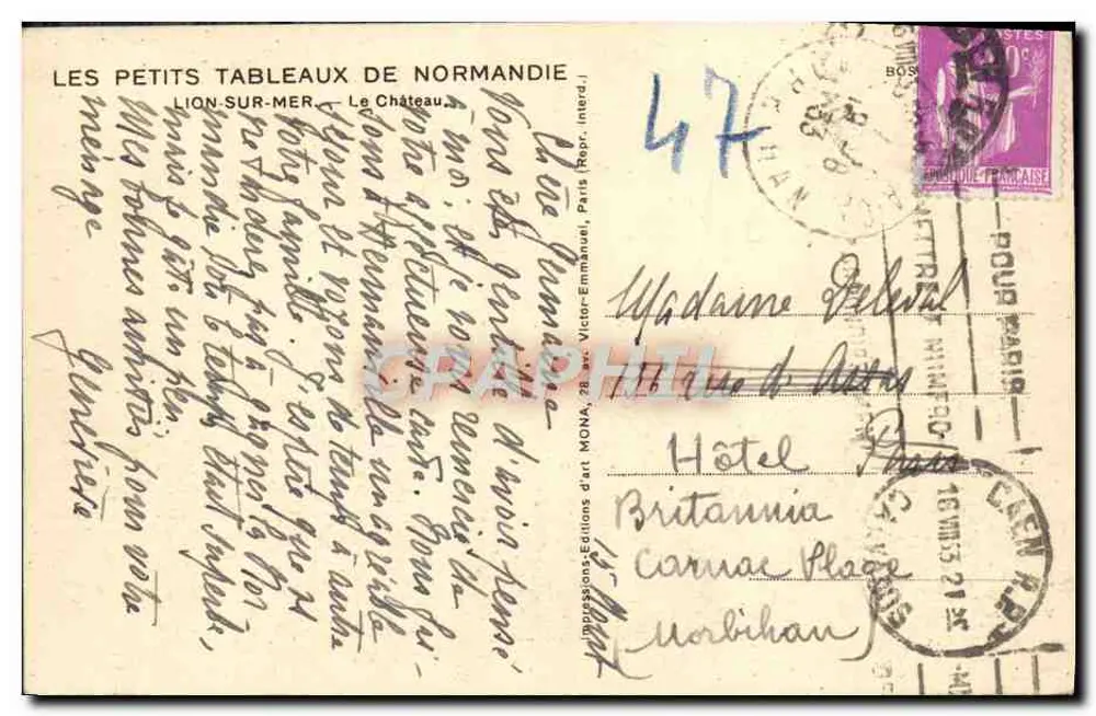 Castelo de Lion-sur-Mer — Les Petits Tableaux de Normandie — Éditions d'art MONA - Verso
