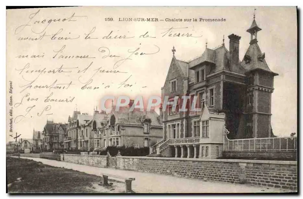 LION-SUR-MER — Chalets en la Promenade — J. Bréchot, edit., Gran. Déposé - Anverso