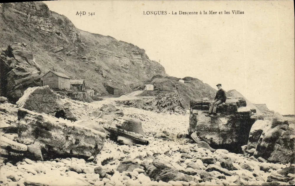 Longues — Die Abstieg zum Meer und die Villen — A+D 741 - Vorderseite