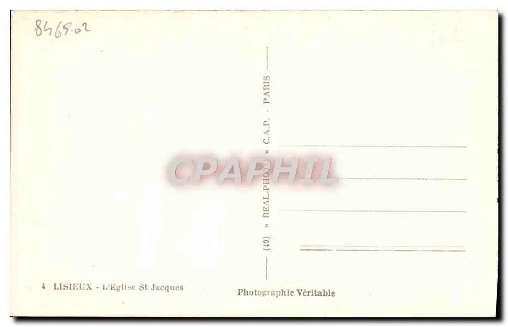 Lisieux - A Igreja de São Jacó — Fotografia Verdadeira — C.A.P. Paris - Verso