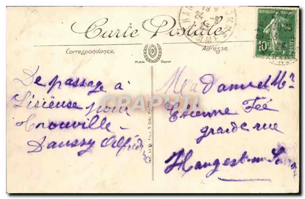 Lisieux — Die Station — Linie nach Trouville — LL. — Künstleredition Marhain, Tabacs - Rückseite